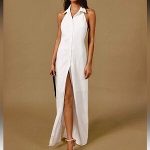 Elegant White Halter Maxi Dress
